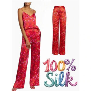 L'AGENCE Women's Butterfly Silk Trousers Sz 10 Straight Leg Trousers Medium